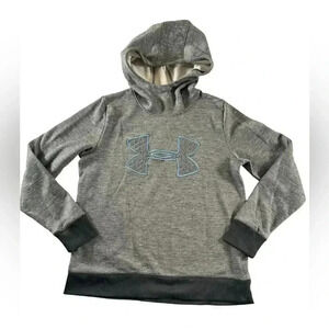 Women's Under Armour Small Gray Quilted Logo Hoodie Cold Gear